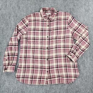 Madewell Shirt Womens Large Pink Plaid Flannel Long Sleeve Classic Ex Boyfriend